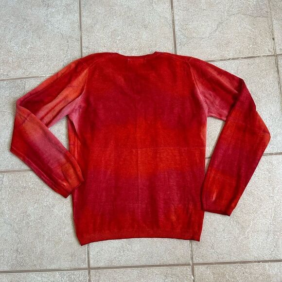 Marika Charles Cashmere sweater pullover designer size 3 L red hand tie dye - Picture 4 of 6
